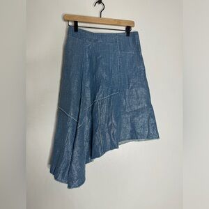 anthropologie‎ Pilcro Size 0 Blue Summer Linen Asymmetrical Skirt CP